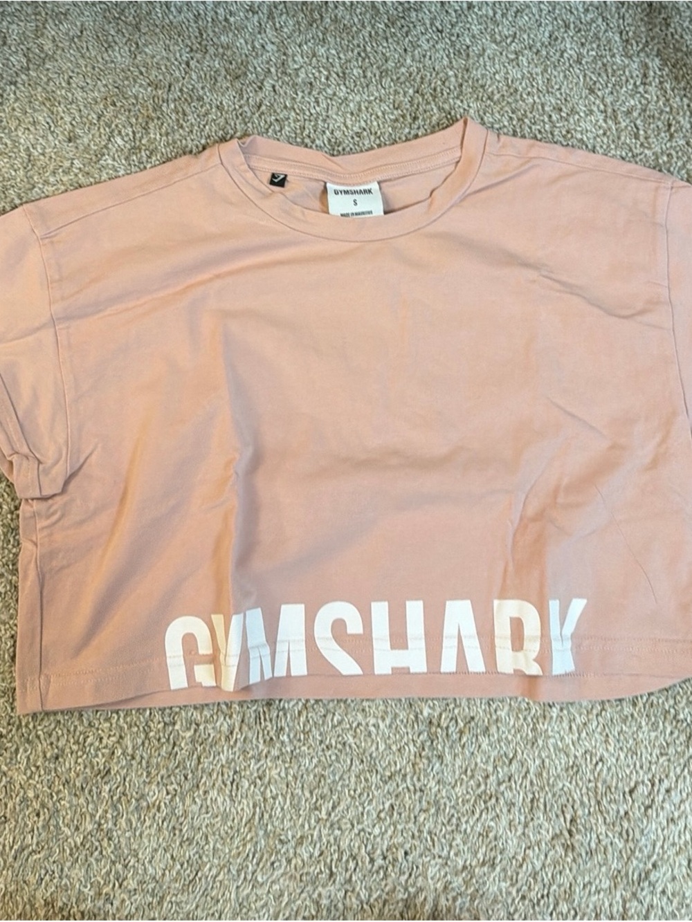 Gymshark Pink Cropped Logo Tee Size S